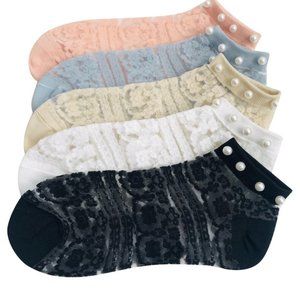 5 Pairs Women's Cotton Socks |Women's Pearl Socks|Casual Ankle Socks|Fashion Wom